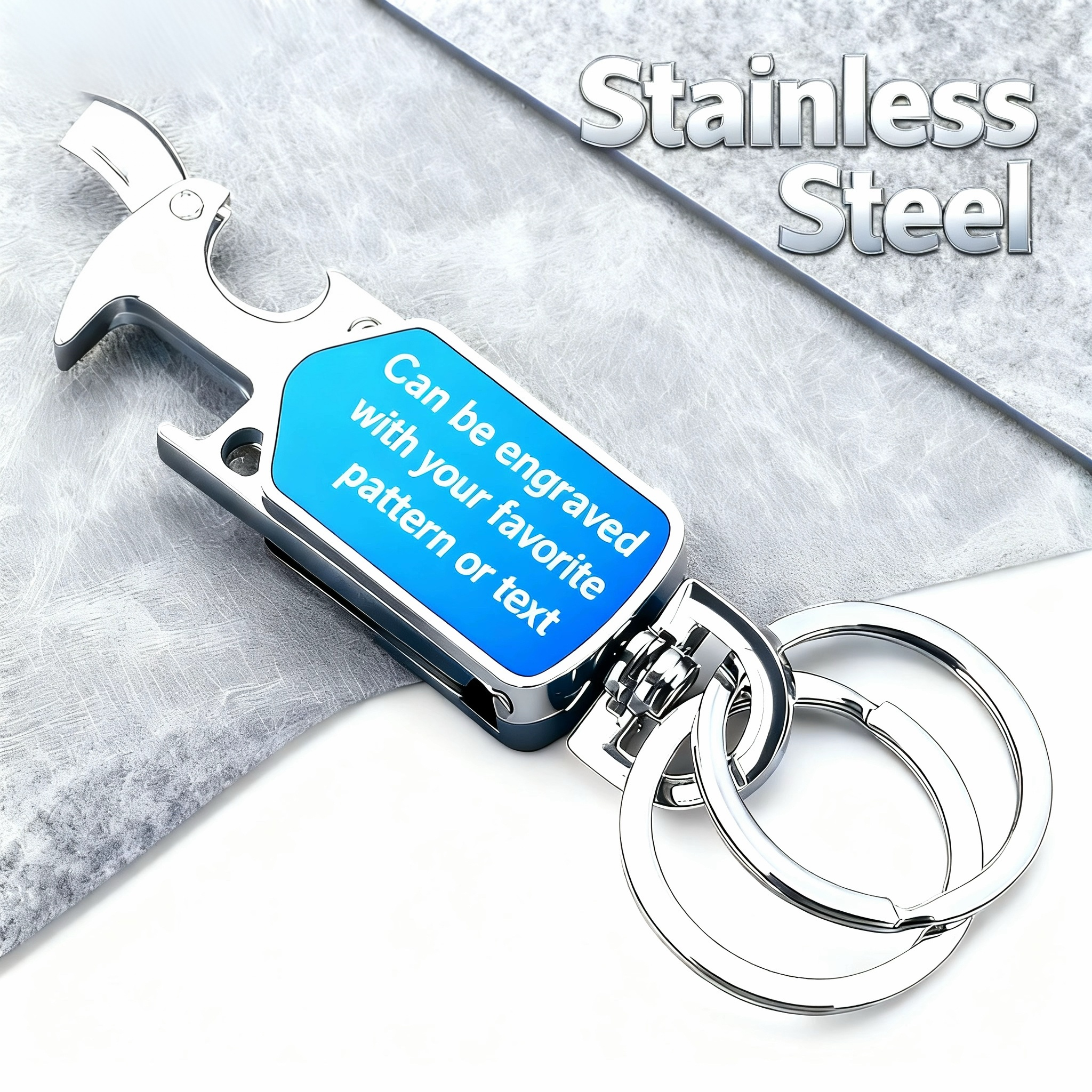 Multifunctional keychain 4 in 1, customizable text and photo, perfect for him or her, Christmas gift（Free customization text）