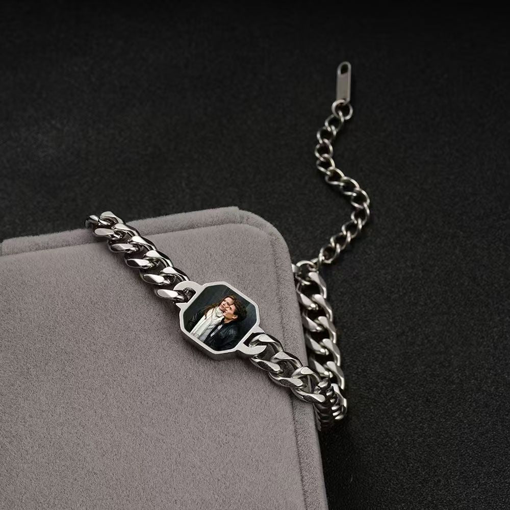 Custom Photo Titanium Steel Bracelet: Unique Chain, Color - Changing Warmth, Your Heartfelt Glow