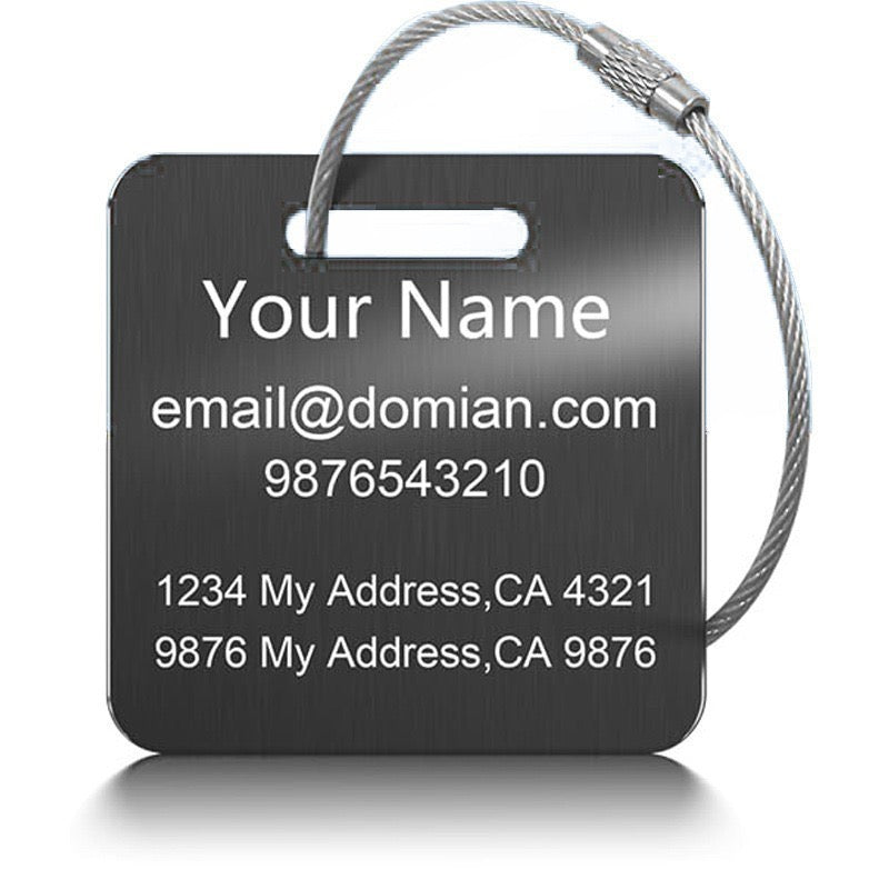 Customized Stainless Steel Luggage Tags: Personalize Your Suitcases, Backpacks, and Bags with Your Text（Free customization text）