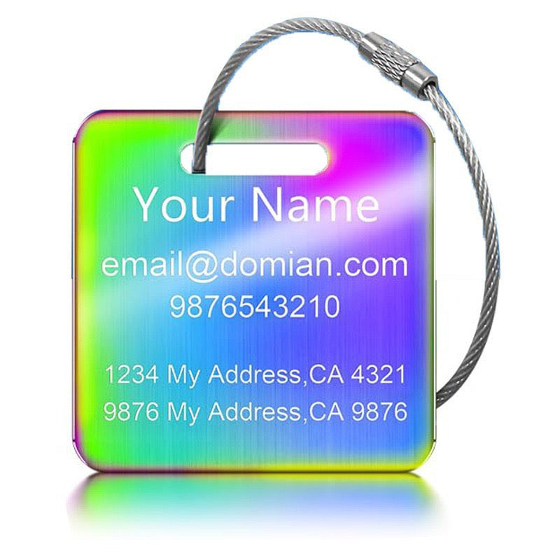 Customized Stainless Steel Luggage Tags: Personalize Your Suitcases, Backpacks, and Bags with Your Text（Free customization text）