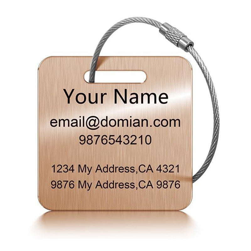 Customized Stainless Steel Luggage Tags: Personalize Your Suitcases, Backpacks, and Bags with Your Text（Free customization text）