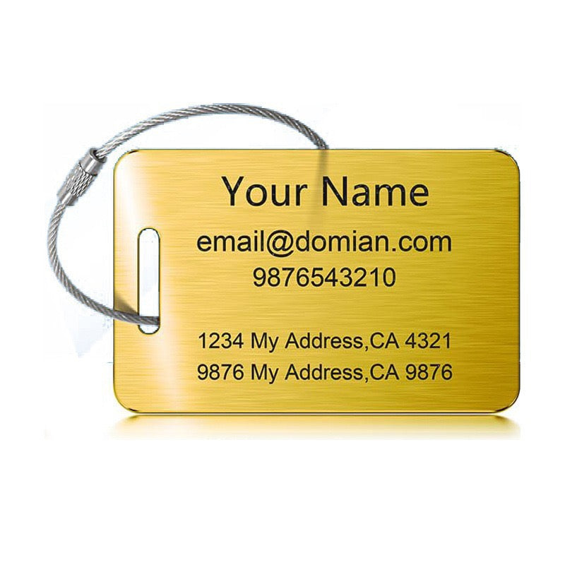 Customized Stainless Steel Luggage Tags: Personalize Your Suitcases, Backpacks, and Bags with Your Text（Free customization text）