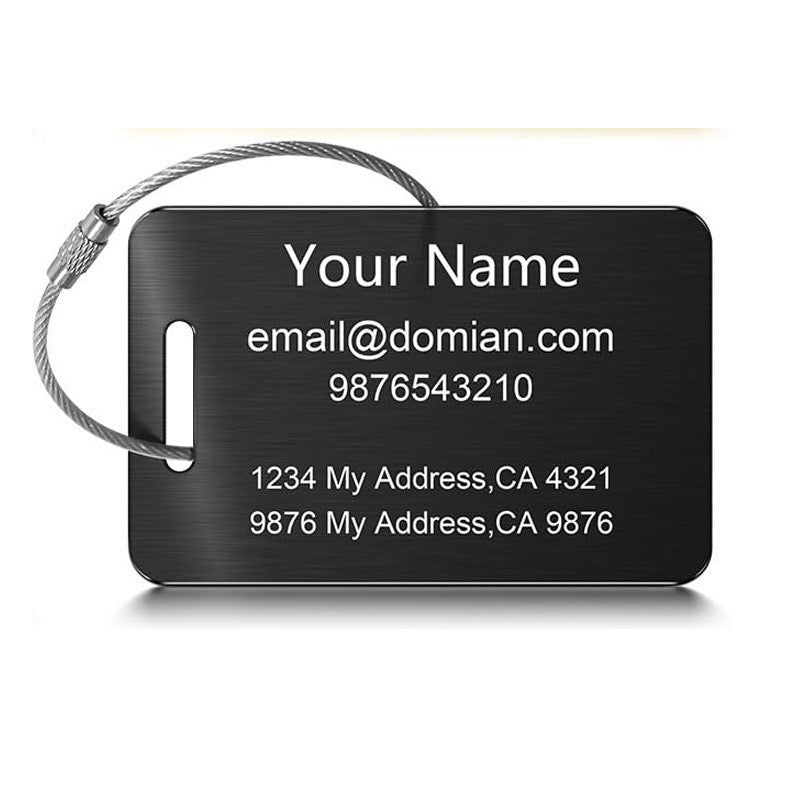 Customized Stainless Steel Luggage Tags: Personalize Your Suitcases, Backpacks, and Bags with Your Text（Free customization text）