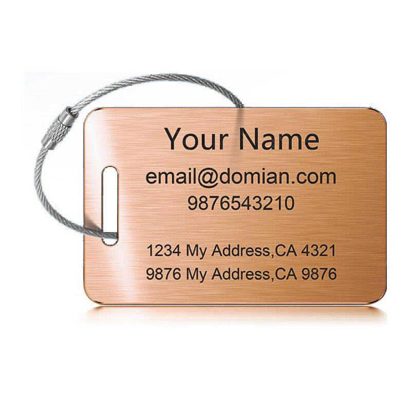 Customized Stainless Steel Luggage Tags: Personalize Your Suitcases, Backpacks, and Bags with Your Text（Free customization text）
