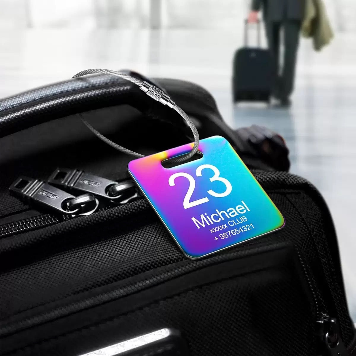 Customized Stainless Steel Luggage Tags: Personalize Your Suitcases, Backpacks, and Bags with Your Text（Free customization text）