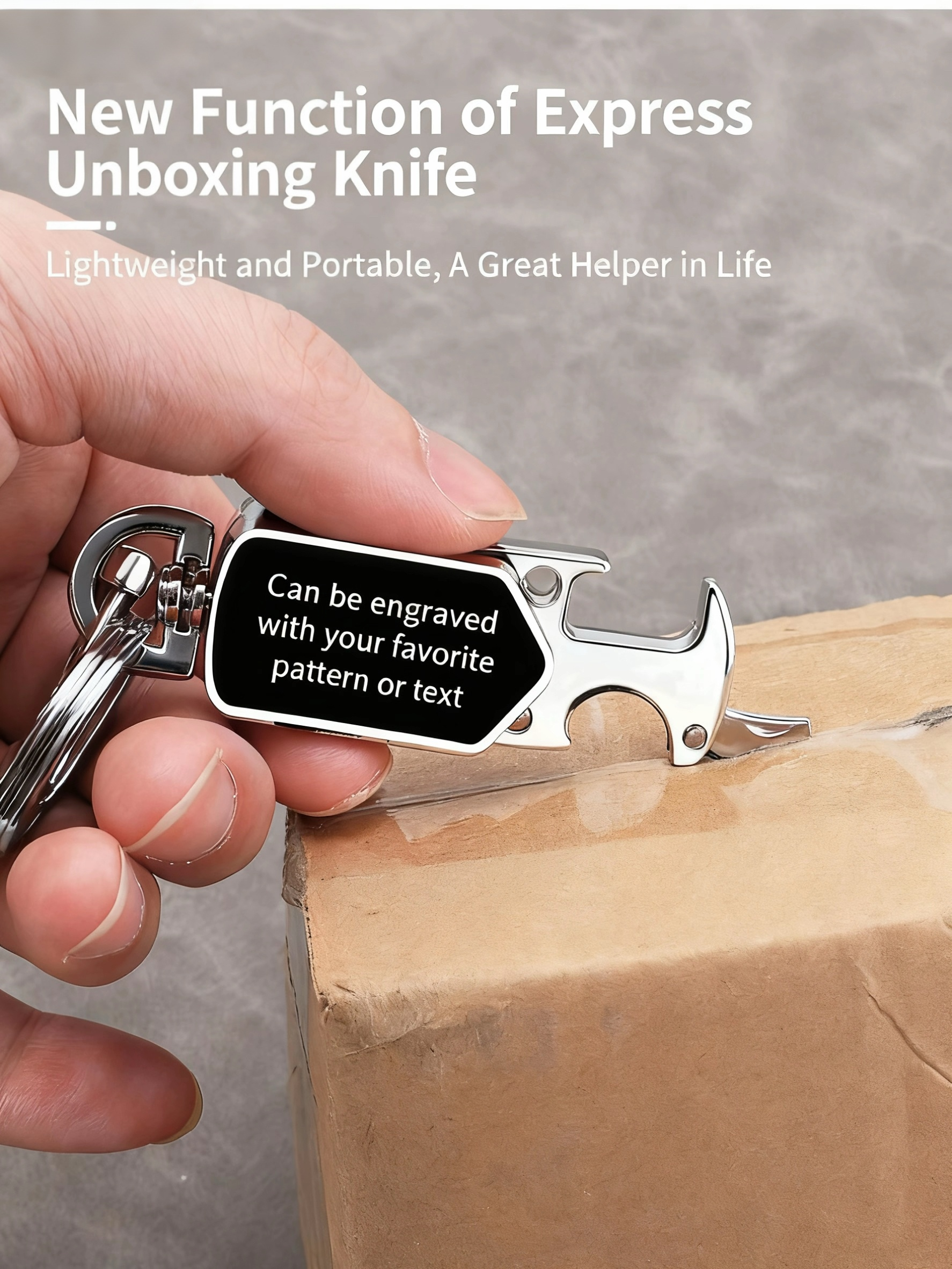 Multifunctional keychain 4 in 1, customizable text and photo, perfect for him or her, Christmas gift（Free customization text）