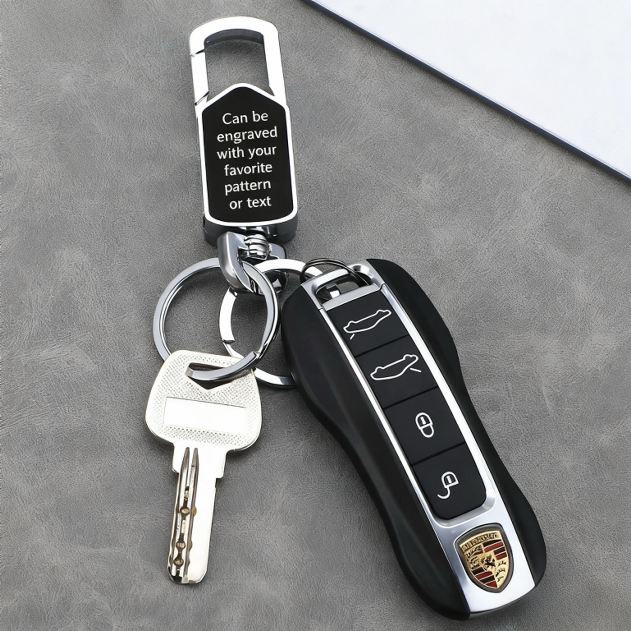 Multifunctional keychain 4 in 1, customizable text and photo, perfect for him or her, Christmas gift（Free customization text）