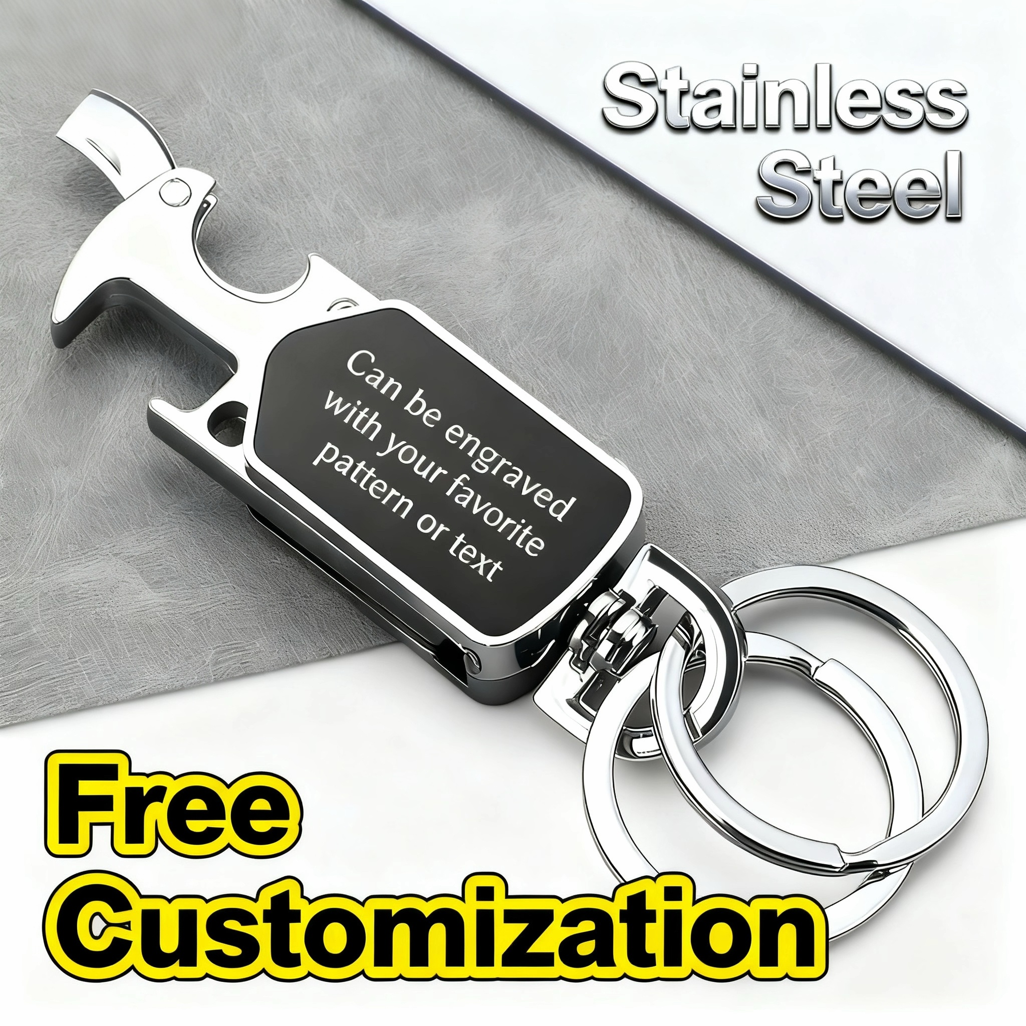 Multifunctional keychain 4 in 1, customizable text and photo, perfect for him or her, Christmas gift（Free customization text）
