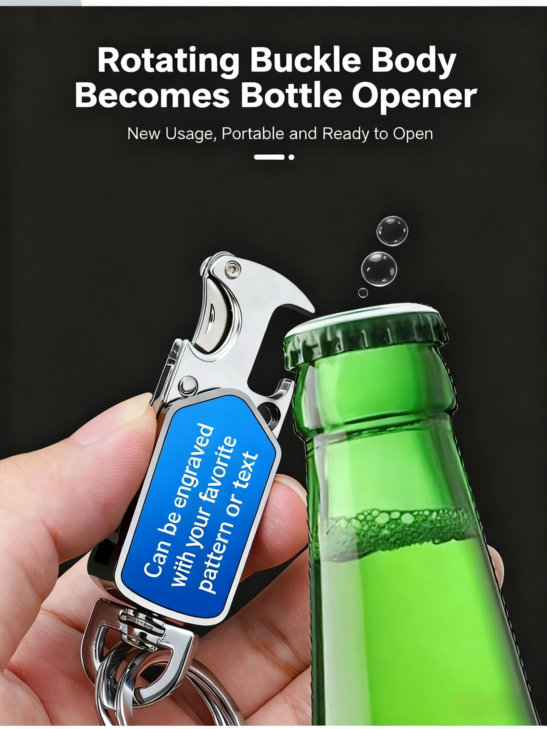 Multifunctional keychain 4 in 1, customizable text and photo, perfect for him or her, Christmas gift（Free customization text）