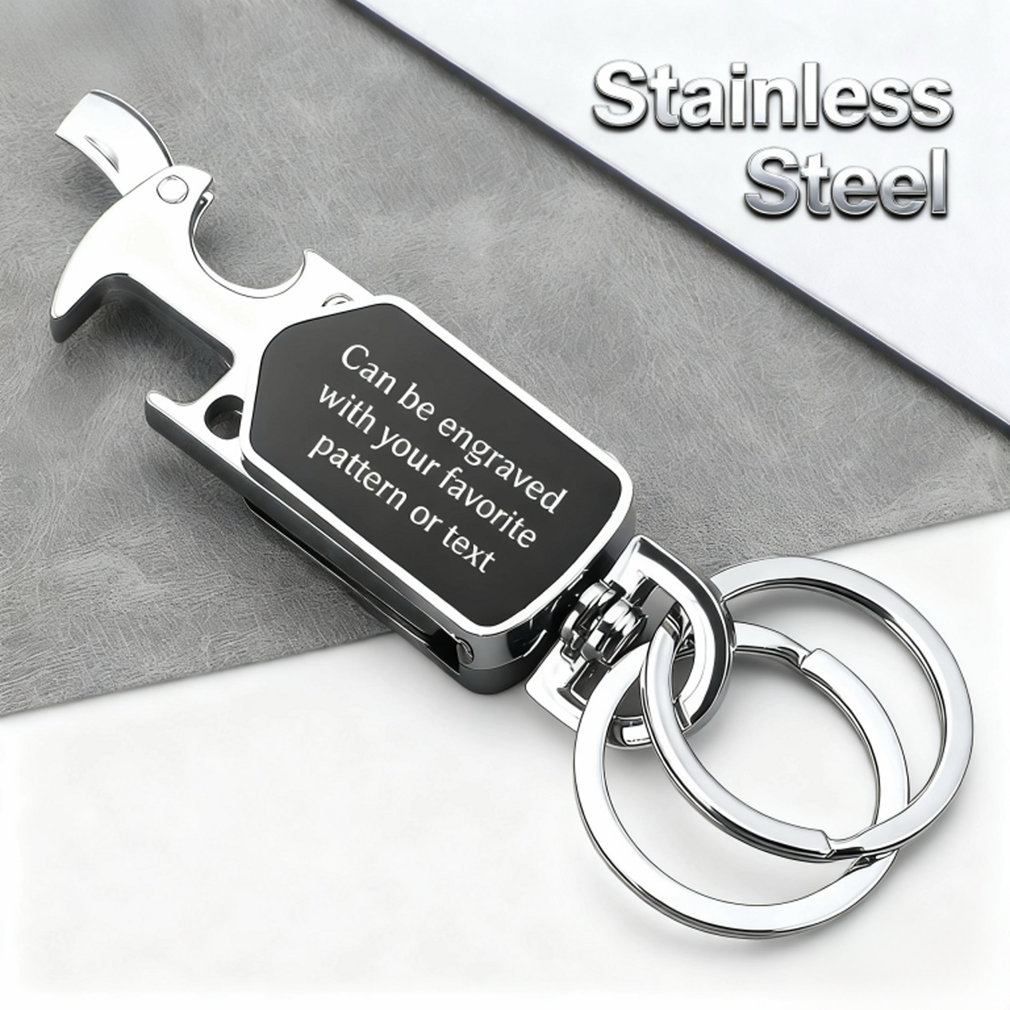 Multifunctional keychain 4 in 1, customizable text and photo, perfect for him or her, Christmas gift（Free customization text）