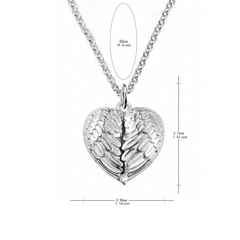 Angel Wing Heart Photo Necklace: Carry Love & Warmth