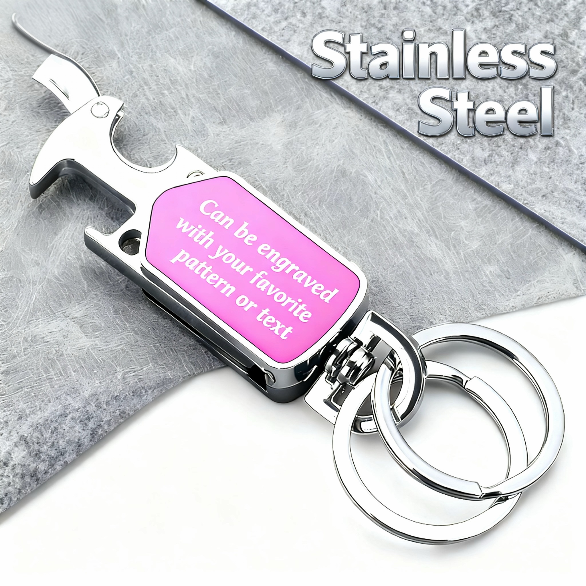 Multifunctional keychain 4 in 1, customizable text and photo, perfect for him or her, Christmas gift（Free customization text）