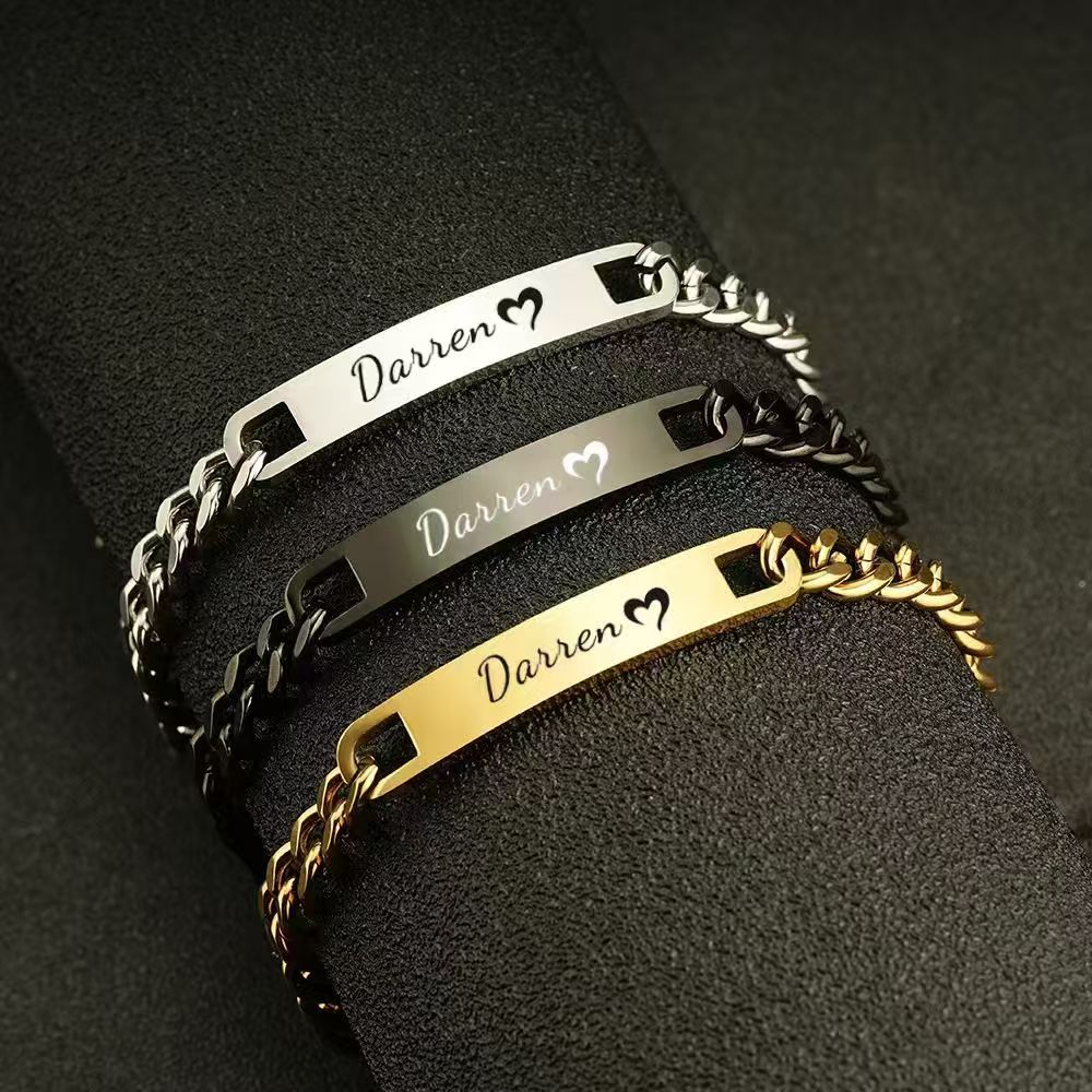 Personalized Titanium Steel Couple Name Bracelet - Carry Your Love on Your Wrist