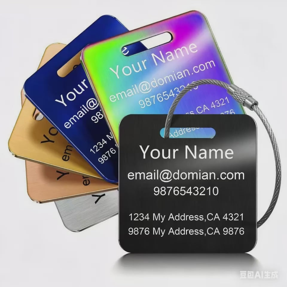 Customized Stainless Steel Luggage Tags: Personalize Your Suitcases, Backpacks, and Bags with Your Text（Free customization text）